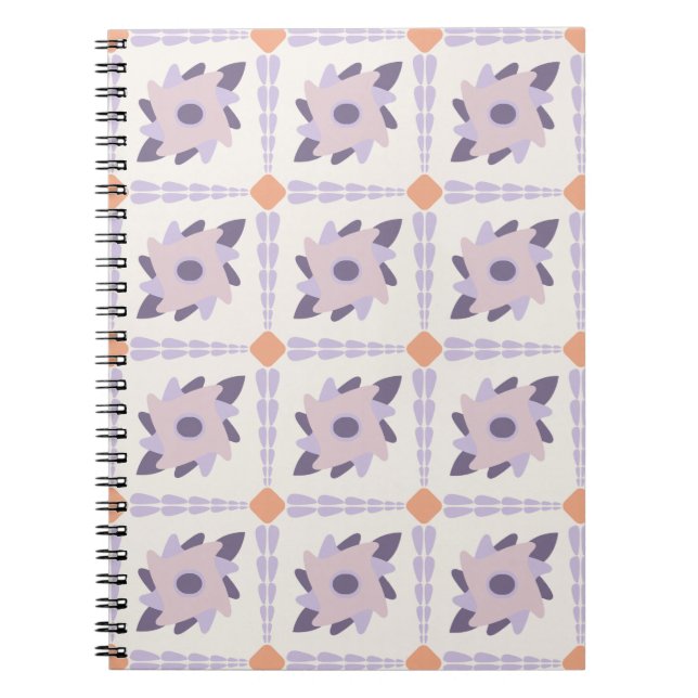 Purple Pastel Decorative Tile Pattern Notebook (Front)