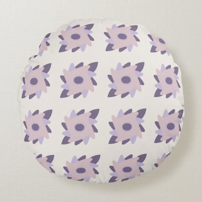Purple Pastel Decorative Tile Pattern Round Pillow (Front)