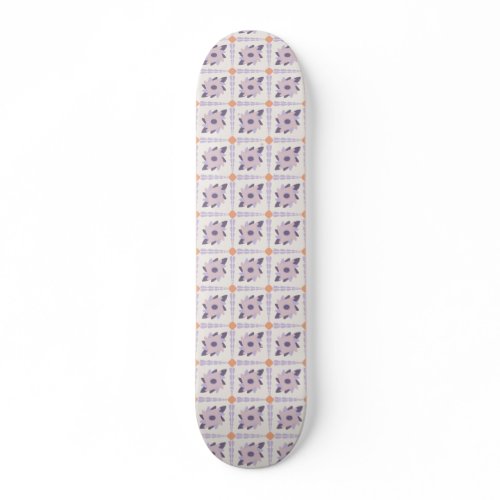 Purple Pastel Decorative Tile Pattern Skateboard