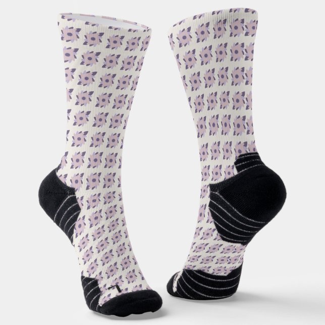 Purple Pastel Decorative Tile Pattern Socks (Angled)