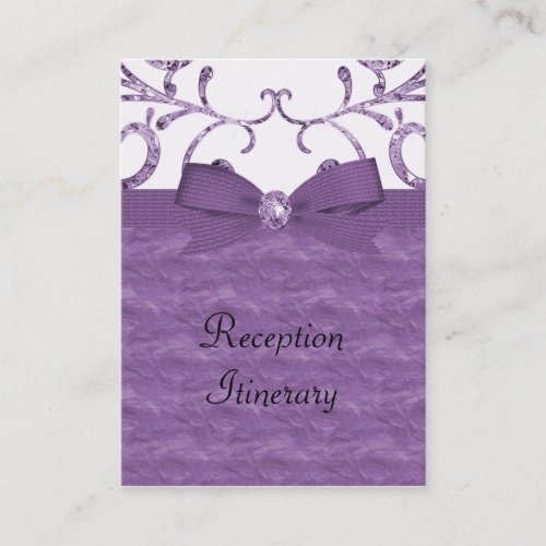 Purple Pastel &amp; Diamond Swirls Bow Ribbon Wedding Business Card