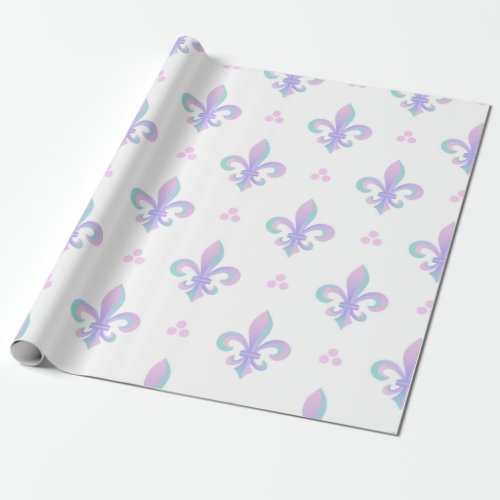 Purple Pastel Fleur De Lis Pattern Wrapping Paper