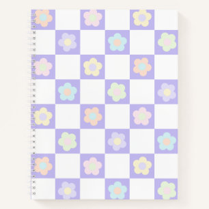 Purple Pastel Flower Checkerboard Journal Notebook