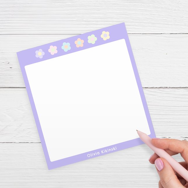 Purple Pastel Flower Personalized Notepad (Creator Uploaded)
