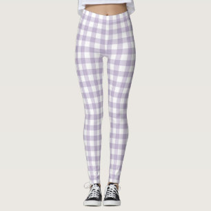 Purple Pastel Gingham Checker Women's Leggings