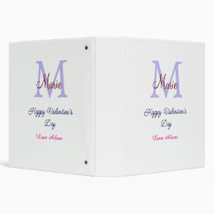 Purple pastel happy Valentine's day pink monogram  3 Ring Binder
