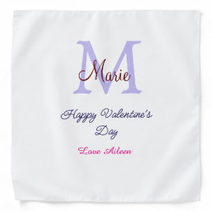 Purple pastel happy Valentine's day pink monogram Bandana