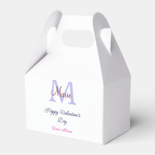 Purple pastel happy Valentine's day pink monogram  Favor Boxes
