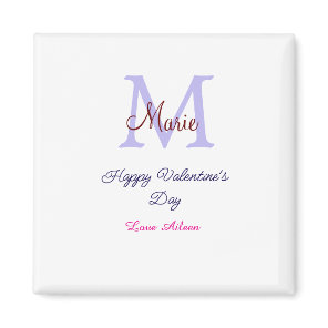 Purple pastel happy Valentine's day pink monogram  Magnet