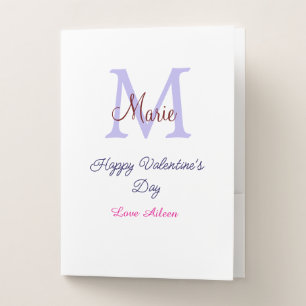 Purple pastel happy Valentine's day pink monogram Pocket Folder