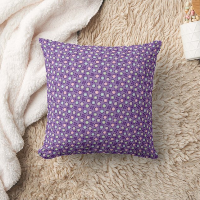 Purple Pastel Modern Pattern Reversible  Throw Pillow (Blanket)