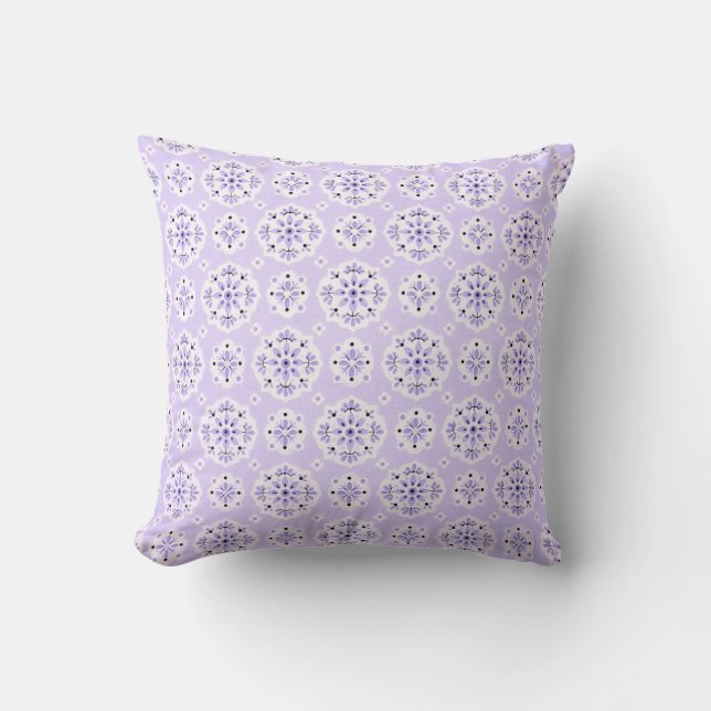 Purple Pastel Pattern Pretty Vintage Throw Pillow (Front)