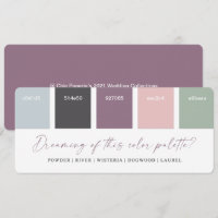 Purple & Pastel Pink Wedding Color Palette Card