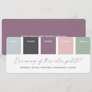 Purple & Pastel Pink Wedding Color Palette Card