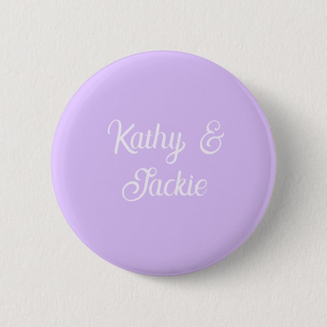 Purple pastel retro couple wedding name stylish na button (Front)
