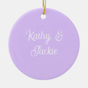 Purple pastel retro couple wedding name stylish na ceramic ornament