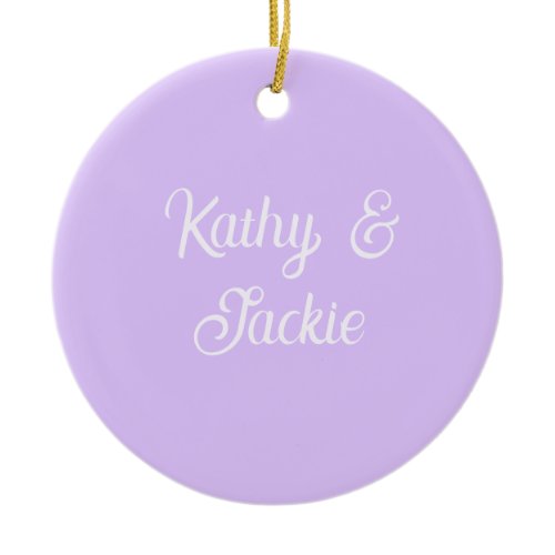 Purple pastel retro couple wedding name stylish na ceramic ornament