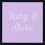 Purple pastel retro couple wedding name stylish na faux canvas print<br><div class="desc">girly design</div>