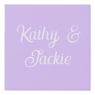 Purple pastel retro couple wedding name stylish na faux canvas print