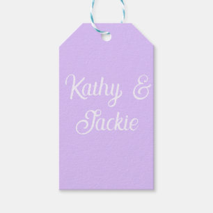 Purple pastel retro couple wedding name stylish na gift tags