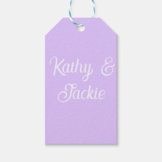 Purple pastel retro couple wedding name stylish na gift tags