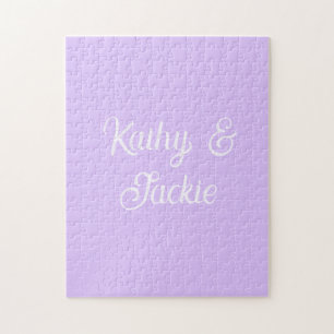 Purple pastel retro couple wedding name stylish na jigsaw puzzle