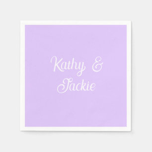 Purple pastel retro couple wedding name stylish na napkins
