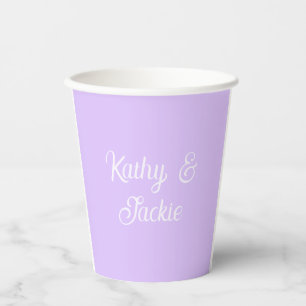 Purple pastel retro couple wedding name stylish na paper cups
