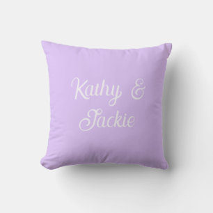 Purple pastel retro couple wedding name stylish na throw pillow