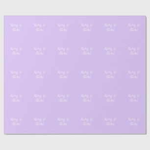Purple pastel retro couple wedding name stylish na wrapping paper