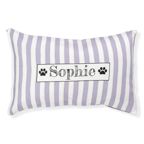 Purple Pastel Stripes Personalized Dog Cat Pet bed