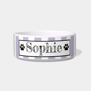 Purple Pastel Stripes Personalized Dog Cat Pet  Bowl