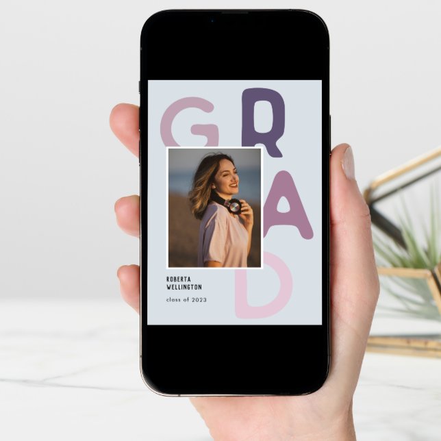 Purple Pastel Typography Photo 2022 Graduation  Announcement (Front Digital)