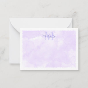 Purple Pastel Watercolor All Occasion Monogram Note Card