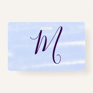Purple pastel watercolor monogram name letterretro badge