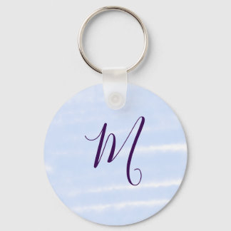 Purple pastel watercolor monogram name letterretro keychain