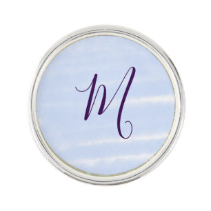 Purple pastel watercolor monogram name letterretro lapel pin