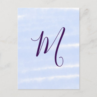 Purple pastel watercolor monogram name letterretro postcard