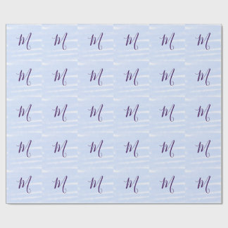 Purple pastel watercolor monogram name letterretro wrapping paper