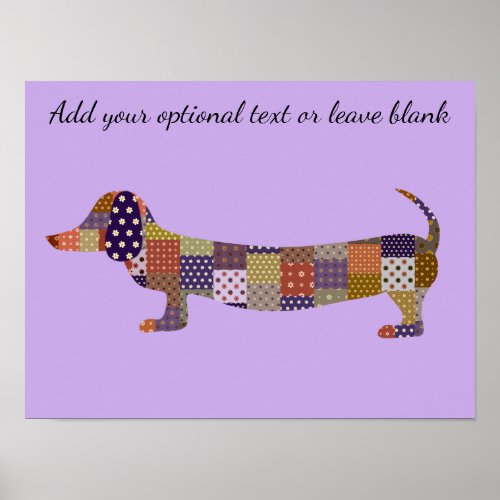 Purple Patchwork Dachshund Wall Art