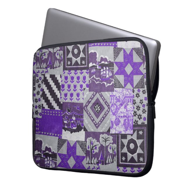 Purple Patchwork Laptop Sleeve (Front Left)