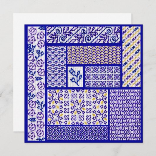 Purple Patchwork square card (Front/Back)