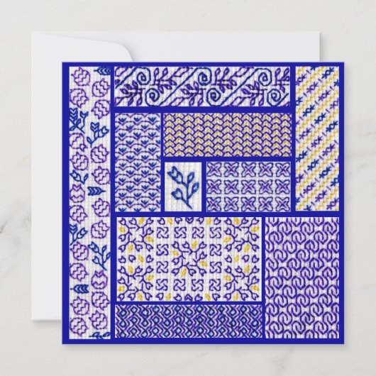 Purple Patchwork square card (Front)