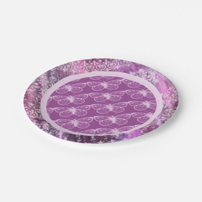 Purple Patina: Butterflies Paper Plates (Angled)