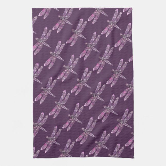 Purple Patina: Dragonflies Towel (Vertical)