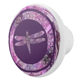 Purple Patina: Dragonfly Ceramic Knob