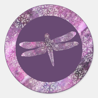 Purple Patina: Dragonfly Classic Round Sticker