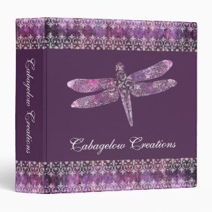 Purple Patina: Dragonfly Filigree 3 Ring Binder