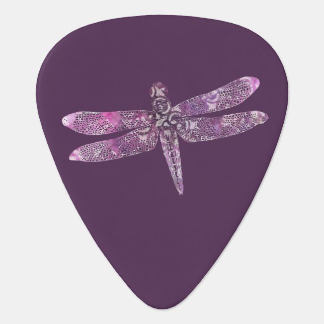 Purple Patina: Dragonfly Guitar Pick (Front)