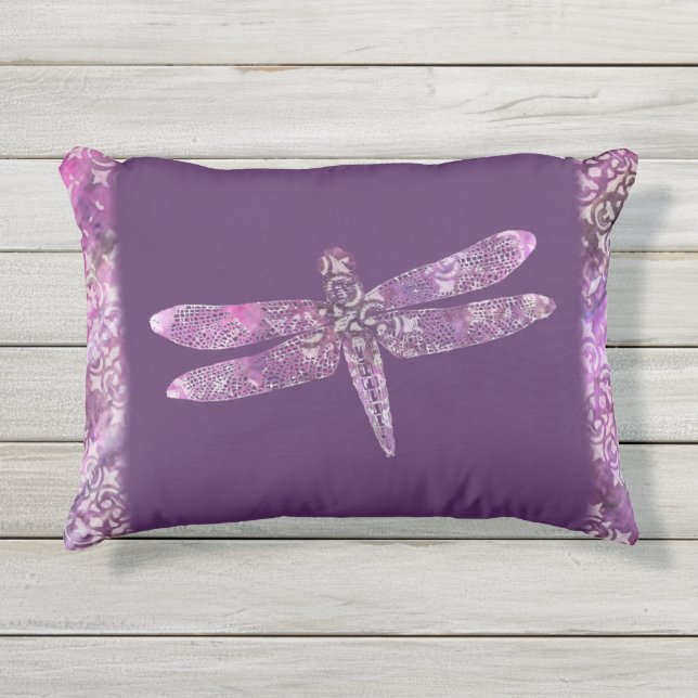 Purple Patina: Dragonfly Outdoor Pillow (Front)